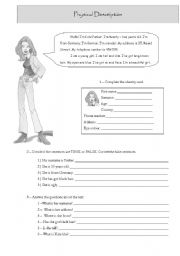 English Worksheet: physical description