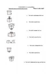 English worksheet: prepositions of place