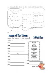 English Worksheet: Months and Days of the Week