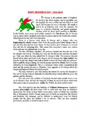 English Worksheet: Festivity. Saint George