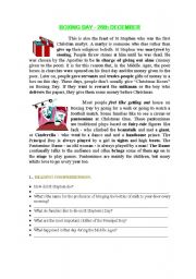 English Worksheet: Boxing Day