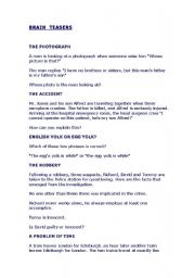 English Worksheet: brain teasers