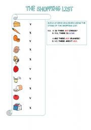 English Worksheet: THE SHOPPING LIST