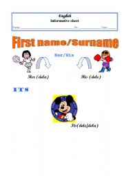 English worksheet: Firts name/surname