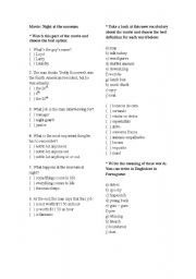 English Worksheet: Night at the museum