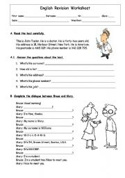 English Revision Worksheet - 5grade