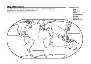 English Worksheet: Map of trhe world