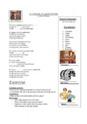 English Worksheet: Song_If I were a Carpenter - Don Williams