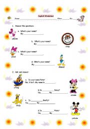 English Worksheet: Whats you name