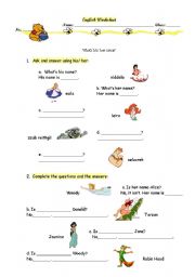 English Worksheet: His, Her name