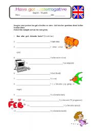 English Worksheet: have got-interrogative