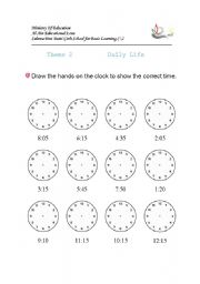 English worksheet: write a time