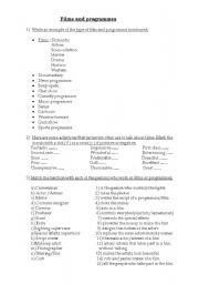 English Worksheet: fils and programmes