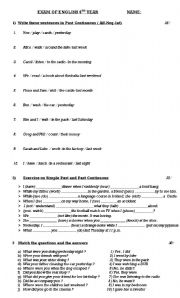 English Worksheet: past simple and continuous