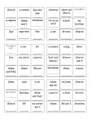 English Worksheet: pronoun bingo 