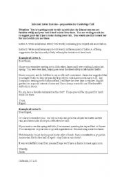 English Worksheet: Informal letter exercise--prep for Cambridge Advanced