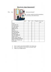 English Worksheet: Sharing housework