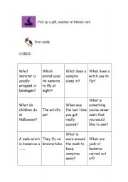 English Worksheet: Halloween gameboard cards