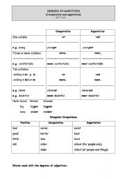 English Worksheet: Degrees of adjectives