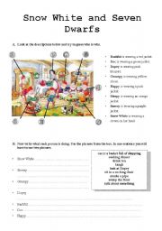 English Worksheet: Snow White and the Seven Dwarfs 
