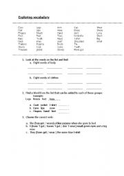 English worksheet: body and clothes