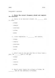 English Worksheet: Frequency Adverbs