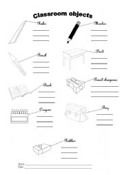 English Worksheet: Classroom objects