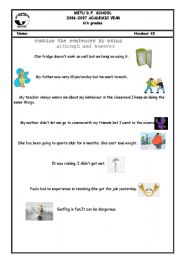 English Worksheet: although & however