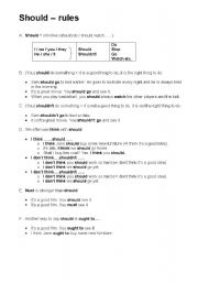 English Worksheet: Modals - should - rules