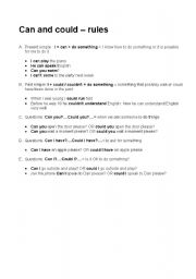 English Worksheet: Can / could  - rules