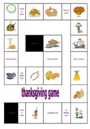 English Worksheet: thanksgiving game