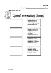 English Worksheet: Good morning song (birthday tune