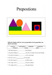 Shapes, colors and prepositions