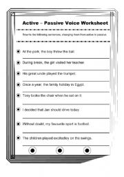 English Worksheet: Active Voice