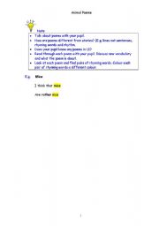 English Worksheet: Animal Poems