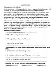 English Worksheet: Motor racing