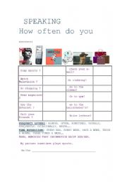 English Worksheet: How often do you....? Speaking activity