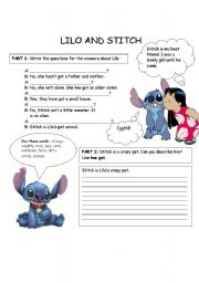 English Worksheet: Lilo and Stitch