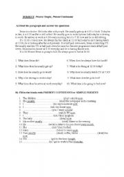 English worksheet: simple present, present continuous
