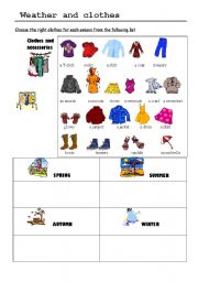 English Worksheet: Weather and clothes