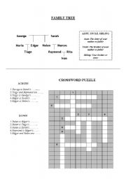 English Worksheet: Family Tree Crossword