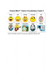 Guess Who Game Vocabulary Cards 3