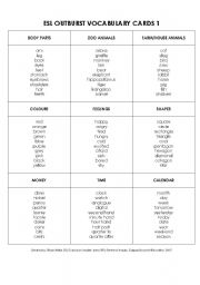 English Worksheet: ESL Outburst Vocabulary Cards