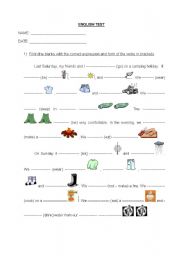 English Worksheet: Test on the simple past and weather, clothing and camping vocabulary