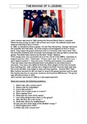 English Worksheet: past simple - John Lennons biography