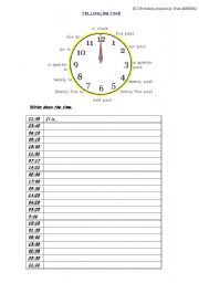 English Worksheet: telling the time