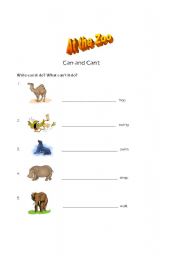 English worksheet: Can or Cant - Animals