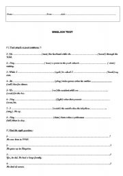 English Worksheet: Past simple vs Past continous