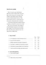 English Worksheet: Michael (part 1)