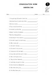 English Worksheet: question tags